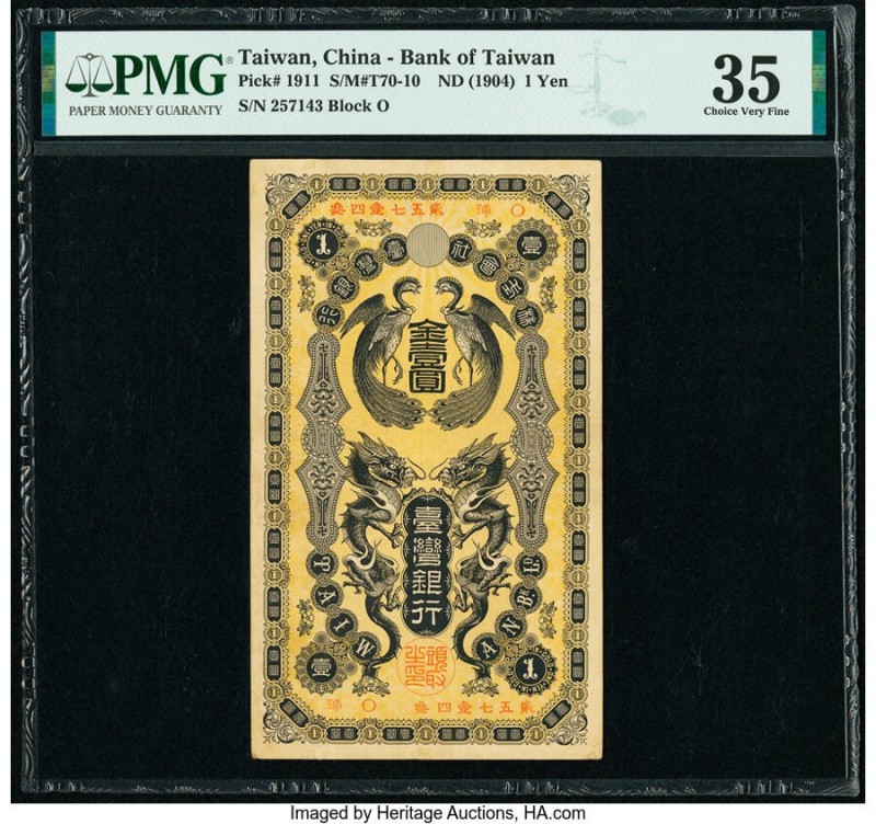 China Bank of Taiwan 1 Yen ND (1904) Pick 1911 S/M#T70-10 PMG Choice Very Fine 3...