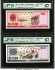 China Bank of China, Foreign Exchange Certificate 50; 100 Yuan 1979 Pick FX6s; FX7s Specimen Pair PMG Superb Gem Unc 67 EPQ (2). Two handsome, high-gr...