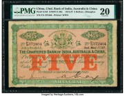 China Chartered Bank of India, Australia & China, Shanghai 5 Dollars 2.5.1927 Pick S184 S/M#Y11-30c PMG Very Fine 20. Any extant banknote from this Br...