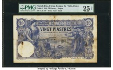 French Indochina Banque de l'Indo-Chine and Institut D'Emission Trio PMG Graded. Three notes, each completely different from the other in terms of siz...