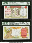 French Indochina Banque de l'Indo-Chine 20; 100 Piastres ND (1949); ND (1947-49) Pick 81s; 82as Two Specimen PMG Gem Uncirculated 65 EPQ; Choice Uncir...