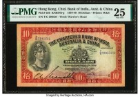 Hong Kong Chartered Bank of India, Australia & China 10 Dollars 2.4.1934 Pick 55b KNB34 PMG Very Fine 25. This iconic, long-running design is desirabl...