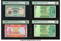 Hong Kong Chartered Bank 5; 10 (2); 100 Dollars ND (1962-70); ND (1970-75); 1.1.1981 Pick 68c; 76a; 77b (2) PMG Gem Uncirculated 65 EPQ; Choice About ...