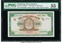 Hong Kong Chartered Bank 100 Dollars ND (1961-70) Pick 71b KNB47c PMG About Uncirculated 55. An impressive view of Hong Kong is seen on the back of th...