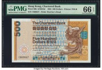 Hong Kong Chartered Bank 500 Dollars 1.1.1982 Pick 80b KNB55d PMG Gem Uncirculated 66 EPQ. A grandly sized note, this was the first series of the Myth...