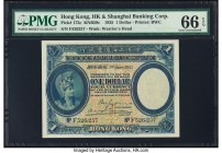 Hong Kong Hongkong & Shanghai Banking Corp. 1 Dollar 1.6.1935 Pick 172c KNB59c PMG Gem Uncirculated 66 EPQ. Bradbury, Wilkinson & Company's large form...