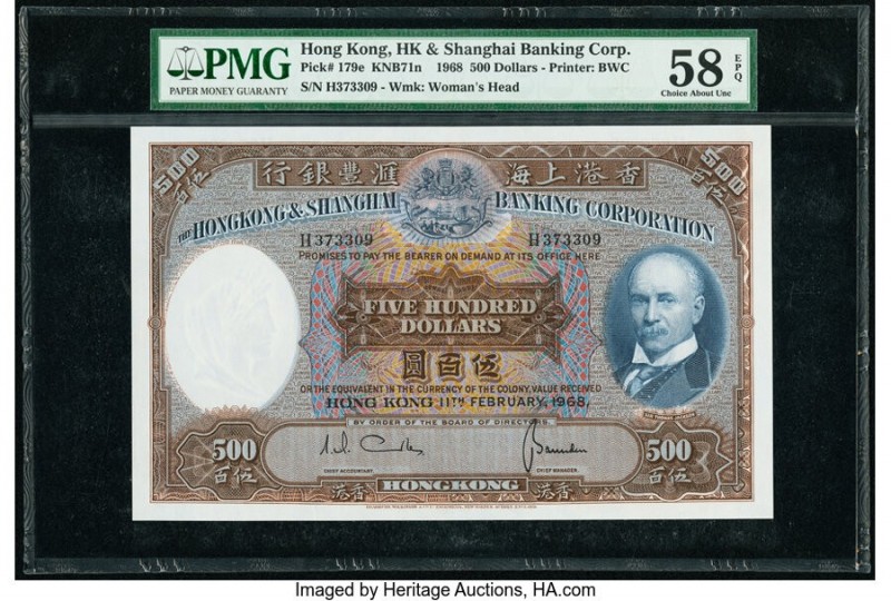 Hong Kong Hongkong & Shanghai Banking Corp. 500 Dollars 11.2.1968 Pick 179e KNB7...