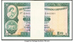Hong Kong Hongkong & Shanghai Banking Corp. 10 Dollars 31.31983 Pick 182j KNB69 100 Consecutive Examples Gem Crisp Uncirculated. A well preserved pack...