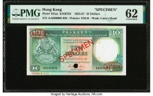 Hong Kong Hongkong & Shanghai Banking Corp. 10 Dollars 1.1.1985 Pick 191as Specimen KNB78S PMG Uncirculated 62. A lovely Thomas de la Rue Specimen, th...