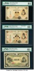 Japan Bank of Japan Group of Six Issued Banknotes and Specimen PMG Graded. Useful and handsome, this lot contains both issued notes and Specimen, most...