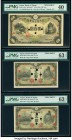 Japan Bank of Japan 200; 5 (3); 100 (2) Yen ND (1945) (3); ND (1944) (3) Pick 44s3; 55s3; 78As2 Specimen Group PMG Extremely Fine 40; PMG Uncirculated...
