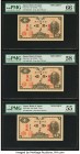 Japan Bank of Japan 1 Yen ND (1946) Pick 85s Specimen Trio PMG About Uncirculated 55; Choice About Unc 58 EPQ; Gem Uncirculated 66 EPQ. Three Specimen...