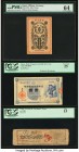 Japan Three Diverse Offerings 1800s-1904 PMG Choice Uncirculated 64; PCGS Very Fine 25; Fine 15. Three interesting types are included in this lot, eac...