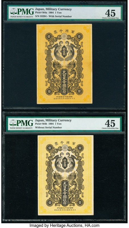 Japan Military Currency 1 Yen 1904 Pick M4a; M4b PMG Choice Extremely Fine 45 (2...