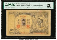 Korea Bank of Chosen 100 Yen 1911 (ND 1914) Pick 16 PMG Very Fine 20. This highest denomination, Japanese-style colonial type is rare in any grade, as...