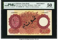 Pakistan State Bank of Pakistan 100 Rupees ND (1953) Pick 14as Specimen PMG About Uncirculated 50. Pakistani Specimen are scarce and increasingly desi...