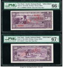 South Vietnam National Bank of Viet Nam 50 Dong ND (1956) Pick 7s Front and Back Specimen PMG Gem Uncirculated 66 EPQ; Superb Gem Unc 67 EPQ. This mid...