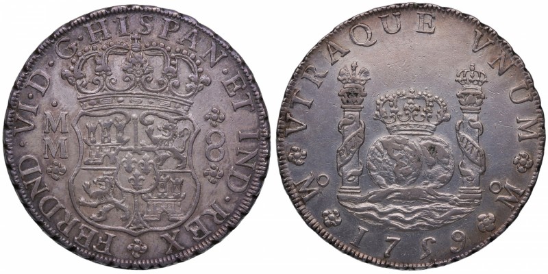 1759. Fernando VI (1746-1759). México. 8 reales. Columnario. MM. Ag. Bella. Bril...