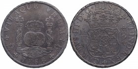 1768. Carlos III (1759-1788). México. 8 reales Columnario. F. Ag. Atractiva. EBC+. Est.400.