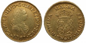 1767. Carlos III (1759-1788). Popayán. 2 escudos. J. Au. Bella. Brillo original. EBC. Est.1000.