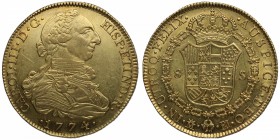 1774. Carlos III (1759-1788). Madrid. 8 escudos. PJ. Au. Muy bella. Brillo original. EBC+. Est.1800.