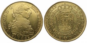 1786/74. Carlos III (1759-1788). Madrid. 8 escudos. DV. Au. Bella. Brillo original. Escasa así. EBC+. Est.2500.