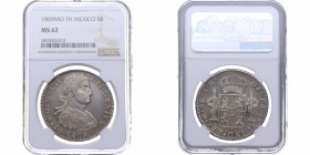 1809. Fernando VII (1808-1833). México. 8 reales. TH. Ag. Bellísima. Brillo original. NGC MS 62. Rara así. SC. Est.700.
