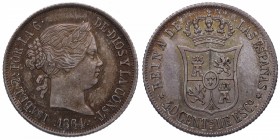 1864. Isabel II (1833-1868). Madrid. 40 céntimos de escudo. Ag. EBC. Est.90.