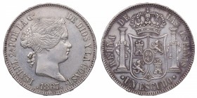 1867. Isabel II (1833-1868). Madrid. 1 escudo. Ag. EBC. Est.200.