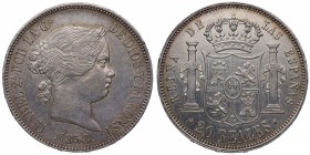 1858. Isabel II (1833-1868). Madrid. 20 reales. Ag. Atractiva. EBC+ / EBC. Est.30.