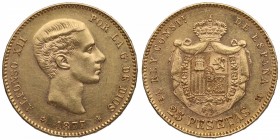 1877*77. Alfonso XII (1874-1885). Madrid. 25 pesetas. Au. SC. Est.400.