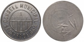 1937. Guerra Civil (1936-1939). Segarra de Gaià. 1 peseta. CuNi. Unifaz. Escasa. EBC. Est.70.