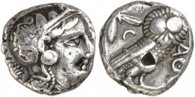 (353-294 a.C.). Ática. Atenas. Tetradracma. (S. 2537) (CNG. IV, 1599). 17,06 g. Punzonada en reverso. MBC-.