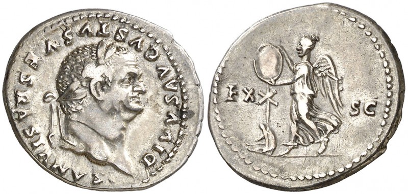 (80-81 d.C.). Vespasiano. Denario. (Spink 2565) (S. 144) (RIC. 364, Tito). 3,31 ...