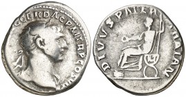 (115 d.C.). Trajano. Denario. (Spink 3323) (S. 140) (RIC. 252). 3,32 g. MBC-.