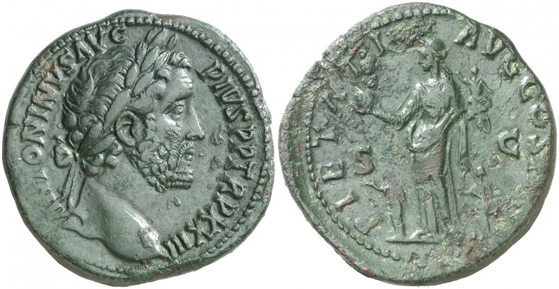 (159-160 d.C.). Antonino pío. Sestercio. (Spink 4205) (Co. 621) (RIC. 1031). 23,...