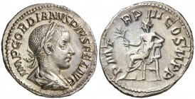 (241 d.C.). Gordiano III. Denario. (Spink 8679) (S. 238) (RIC. 114). 3,11 g. EBC-.