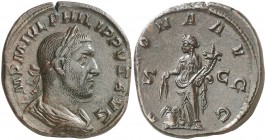 (245-247 d.C.). Filipo I. Sestercio. (Spink 8990) (Co. 26) (RIC. 168a). 20,09 g. EBC-/EBC.