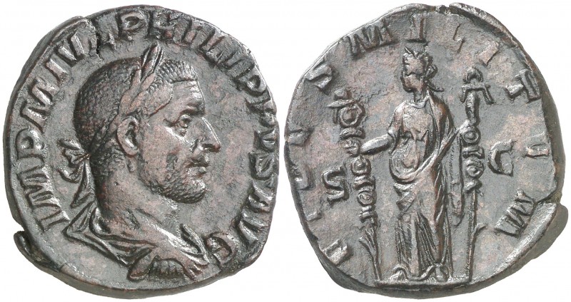 (244-245 d.C.). Filipo I. Sestercio. (Spink 8994) (Co. 59) (RIC. 172a). 18,51 g....