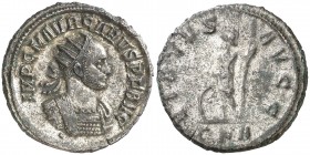 (282 d.C.). Caro. Antoniniano. (Spink 12187) (Co. 114) (RIC. 45). 3,72 g. Plateado original casi íntegro. EBC-/MBC+.
