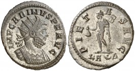 (284-285 d.C.). Carino. Antoniniano. (Spink 12351) (Co. 72 var) (RIC. 264). 3,93 g. Plateado original íntegro. EBC+.