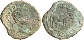 (14-37 d.C.). Tiberio. Graccurris (Alfaro). As. (FAB. 1391) (ACIP. 3196). 11,38 g. Pátina verde. MBC-.