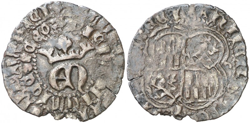 Enrique II (1368-1379). León. Real de vellón de anagrama. (AB. falta). 2,34 g. L...