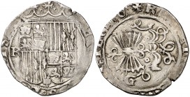 Reyes Católicos. Granada. 1 real. (AC. 375). 3,41 g. Ex Colección Isabel de Trastámara 12/12/2018, nº 456. Rara. (MBC-).