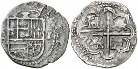 s/d. Felipe II. Sevilla. . 1 real. (AC. 258). 3,34 g. Flor de lis entre escudo y corona. Oxidaciones. BC+/MBC-.