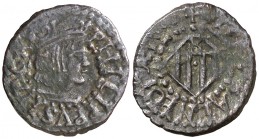 1600. Felipe III. Banyoles. 1 diner. (AC. 2) (Cru.C.G. 3657). 0,90 g. Rara. MBC+.