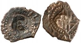1600. Felipe III. Barcelona. 1 dobler. (AC. 20) (Cru.C.G. 4344a). 0,67 g. Contramarca B en anverso. Cospel irregular. Muy escasa. BC+.