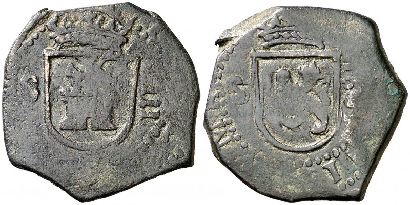 1605. Felipe III. Sevilla. 8 maravedís. (AC. 342, mismo ejemplar). 6,42 g. Ex Co...