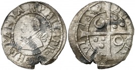 1638. Felipe IV. Barcelona. 1 croat. (AC. 664) (Cru.C.G. 4414g). 2,85 g. Manchitas. Defecto en borde. Escasa. (MBC).
