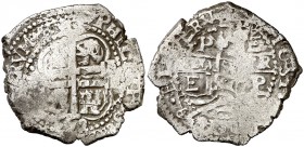 1659. Felipe IV. Potosí. E. 2 reales. (AC. 927). 6,10 g. Triple fecha, dos parciales. BC+.